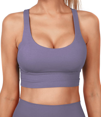Grace Form Strappy Sports Bra for Women, Padded High Impact Push up Athletic Running Sports Bra Workout Top Yoga Bra 11-misty Purple / Small