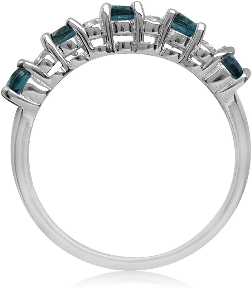 Graduated 5 Stone Gemstones White Gold Plated 925 Sterling Silver Ring Jewelry for Women