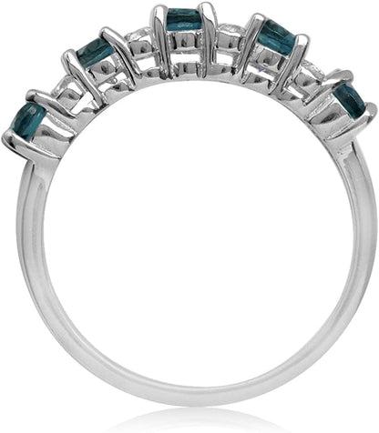 Graduated 5 Stone Gemstones White Gold Plated 925 Sterling Silver Ring Jewelry for Women
