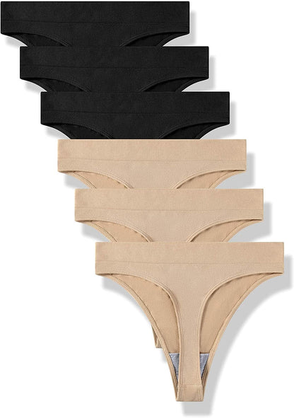 GRANKEE Women'S Breathable Seamless Thong Panties No Show Underwear Pack B3s3 6 Pack / Large