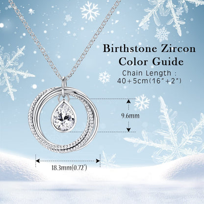 Great Grandma Gifts, Four Generations Necklace, Sterling Silver Four Circles Generation Necklace Gifts for Great Grandma with Birthstone Zirconia, Birthday Jewelry Gift Four Generations Necklace