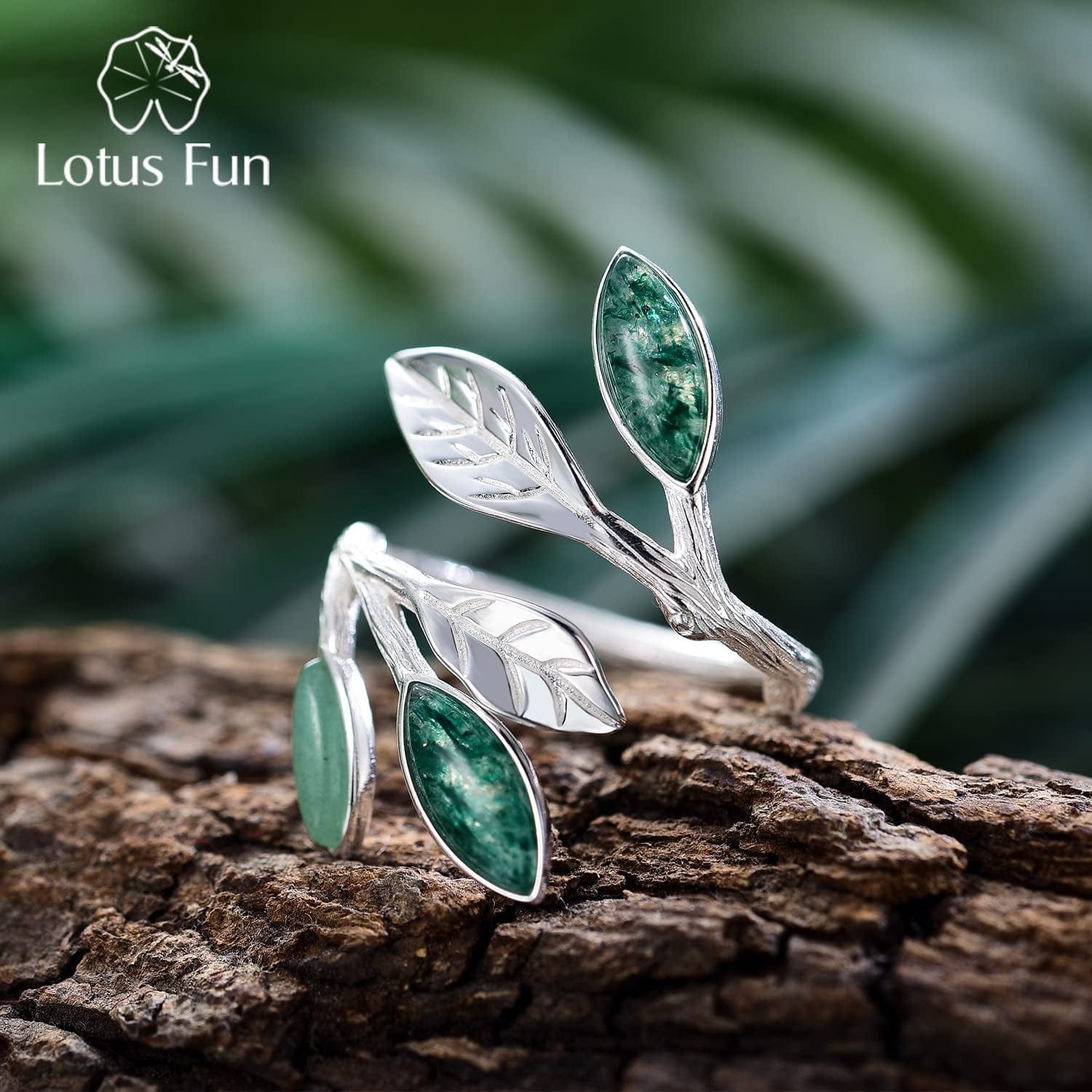 Grow through What You Go through Rings with Card,925 Sterling Silver Marquise Shape Jade Aventurine Open Leaf Rings Olive Leaf Rings Handmade Jewelry Unique Gifts for Women Mother Mom Wife Girls