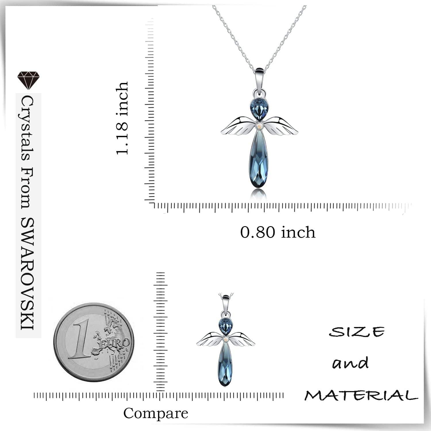 Guardian Angel Pendant Necklace for Women/Girls, Crystal Necklace Jewelry Gift