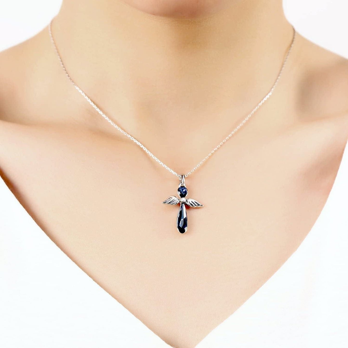 Guardian Angel Pendant Necklace for Women/Girls, Crystal Necklace Jewelry Gift
