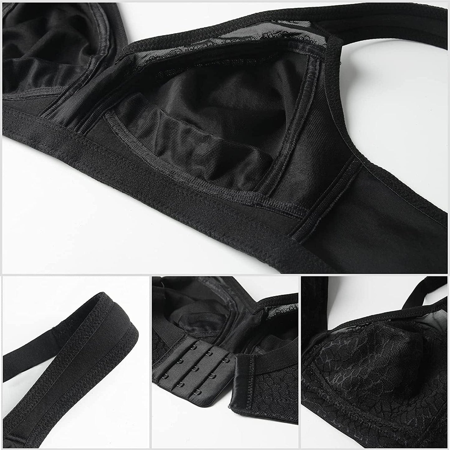HACI Comfort Seamless Wirefree Minimizer Bra(44B, Black)