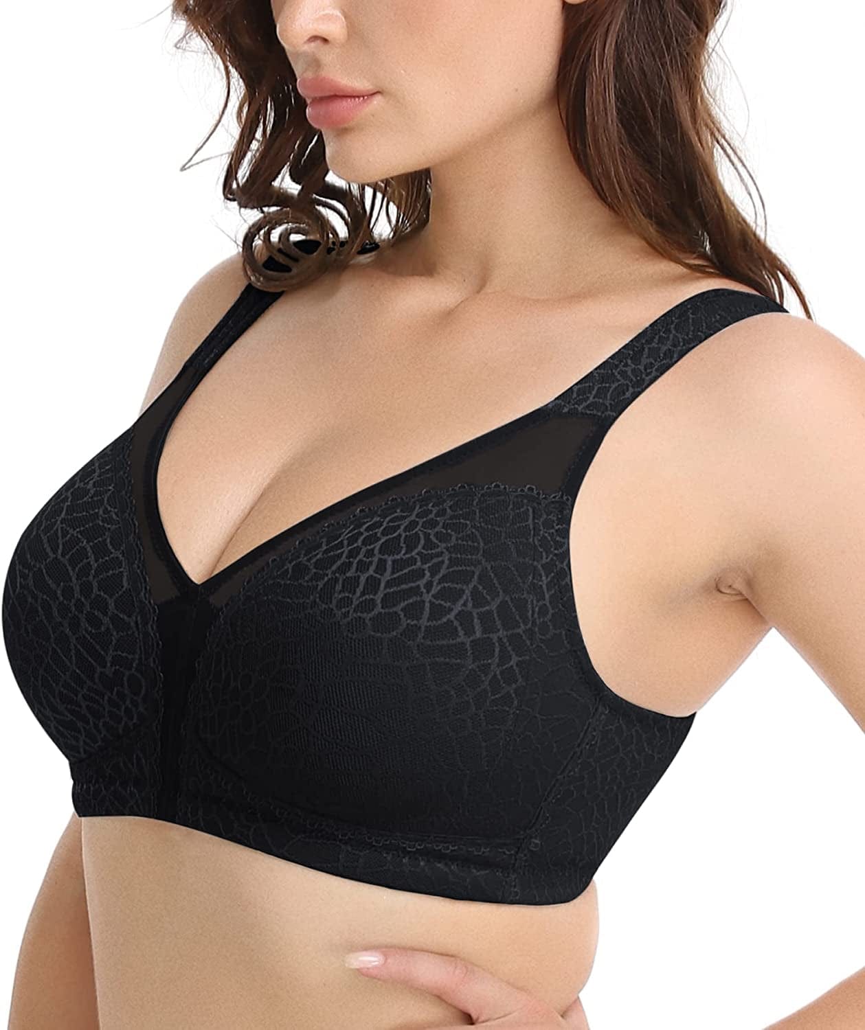 HACI Comfort Seamless Wirefree Minimizer Bra(44B, Black)