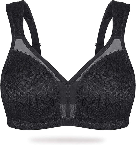 HACI Comfort Seamless Wirefree Minimizer Bra(44B, Black)