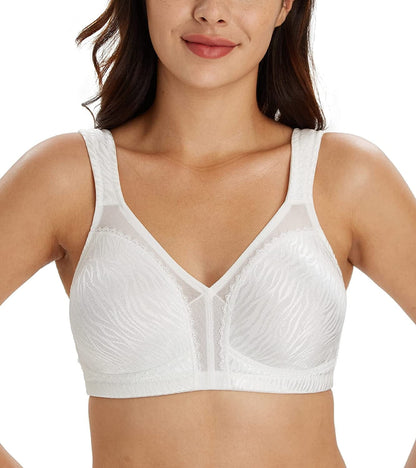 HACI Women'S Full Coverage Non Padded Wirefree plus Size Minimizer Bra for Large Bust Support Seamless Zebra White / 36DDD