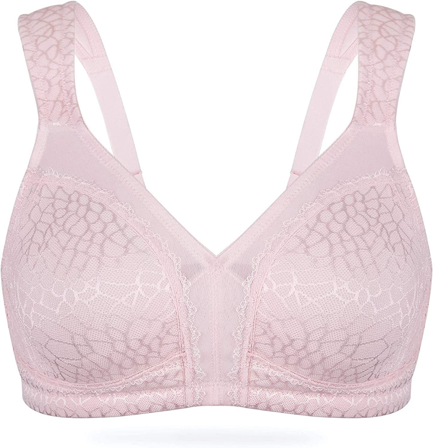 HACI Women'S Full Coverage Non Padded Wirefree plus Size Minimizer Bra for Large Bust Support Seamless Pink / 40D