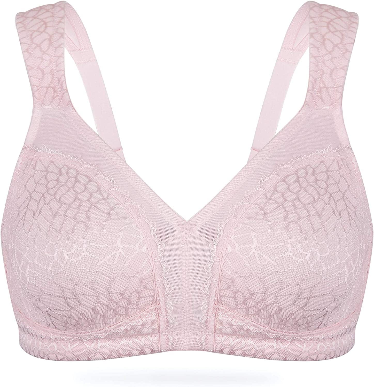 HACI Women'S Full Coverage Non Padded Wirefree plus Size Minimizer Bra for Large Bust Support Seamless Pink / 40D