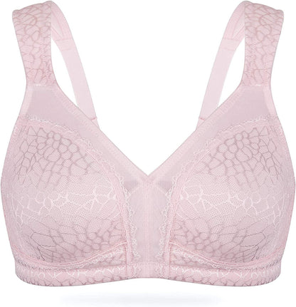HACI Women'S Full Coverage Non Padded Wirefree plus Size Minimizer Bra for Large Bust Support Seamless Pink / 40D