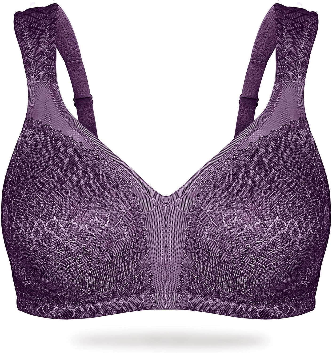 HACI Women'S Full Coverage Non Padded Wirefree plus Size Minimizer Bra for Large Bust Support Seamless Purple / 36DD