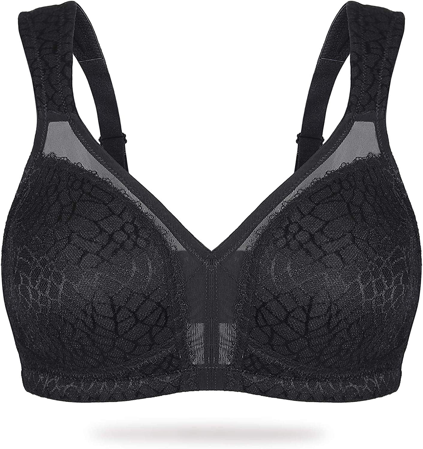 HACI Women'S Full Coverage Non Padded Wirefree plus Size Minimizer Bra for Large Bust Support Seamless Black / 40D