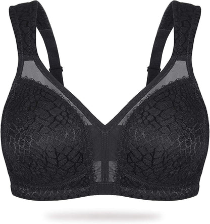 HACI Women'S Full Coverage Non Padded Wirefree plus Size Minimizer Bra for Large Bust Support Seamless Black / 40D