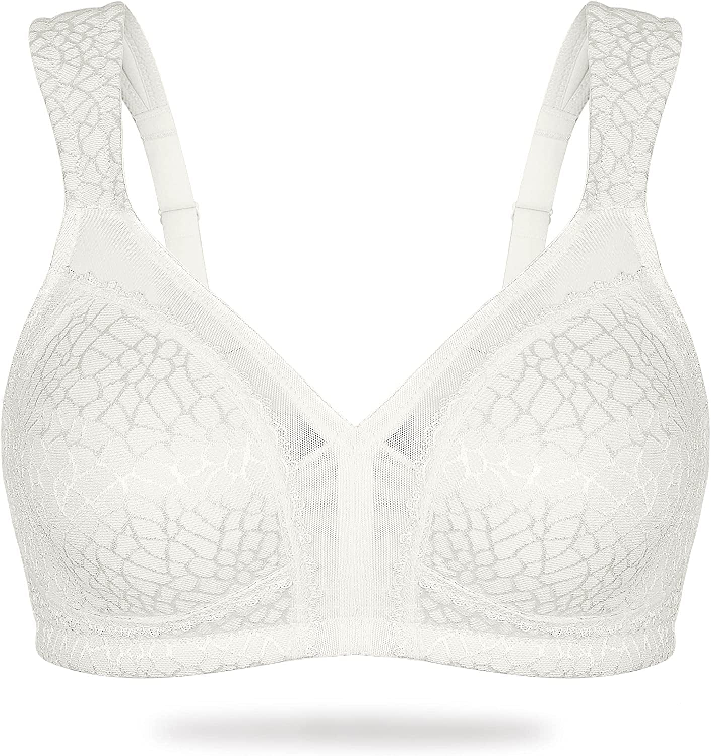 HACI Women'S Full Coverage Non Padded Wirefree plus Size Minimizer Bra for Large Bust Support Seamless White / 44G