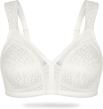 HACI Women'S Full Coverage Non Padded Wirefree plus Size Minimizer Bra for Large Bust Support Seamless White / 44G