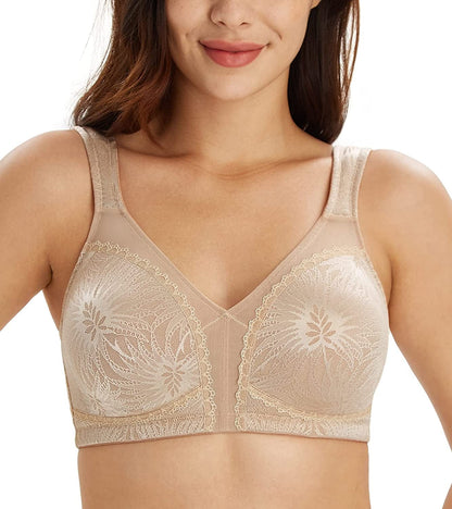 HACI Women'S Full Coverage Non Padded Wirefree plus Size Minimizer Bra for Large Bust Support Seamless Forest Toffee / 36DD