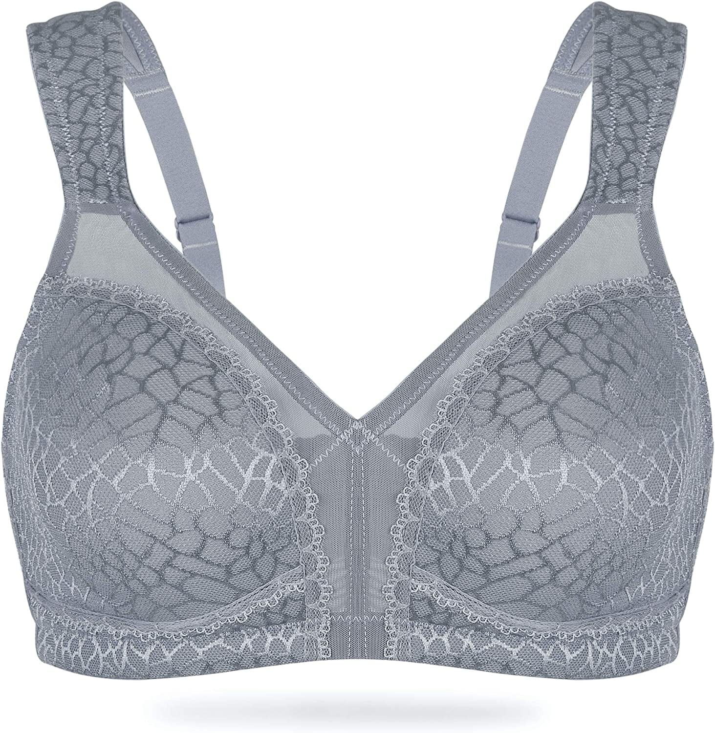HACI Women'S Full Coverage Non Padded Wirefree plus Size Minimizer Bra for Large Bust Support Seamless Gray / 44G