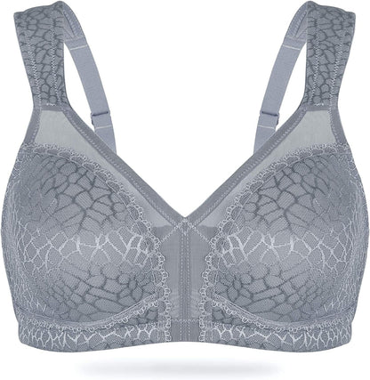 HACI Women'S Full Coverage Non Padded Wirefree plus Size Minimizer Bra for Large Bust Support Seamless Gray / 44G