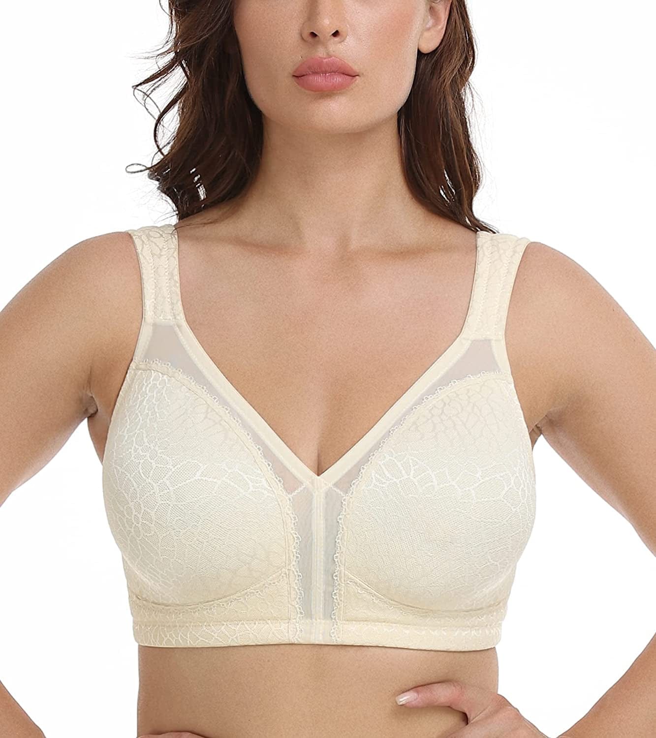 HACI Women'S Full Coverage Non Padded Wirefree plus Size Minimizer Bra for Large Bust Support Seamless