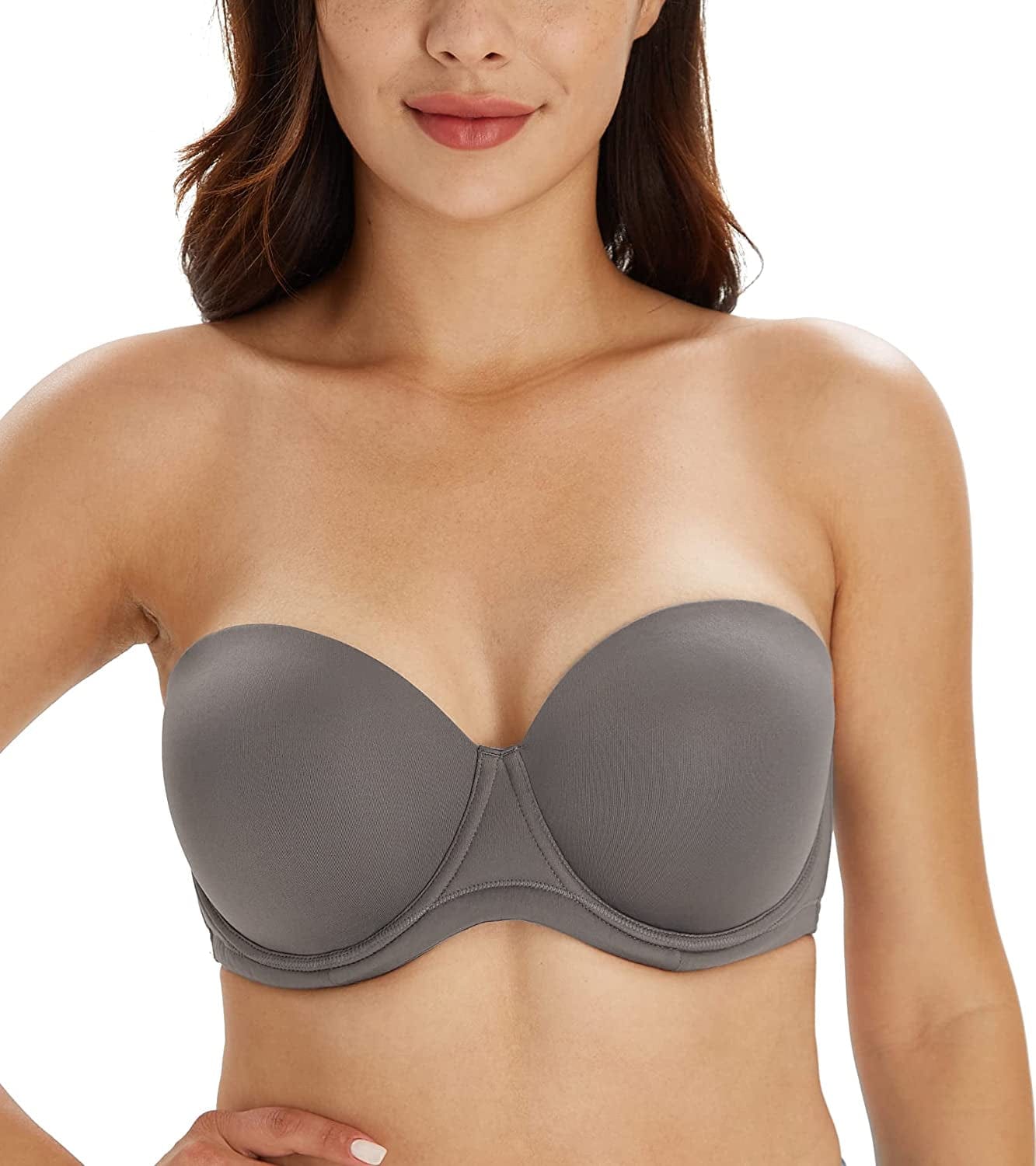 HACI Women'S Full Figure Strapless Bra Multiway Coverage Underwire plus Size Bras Gray / 36H