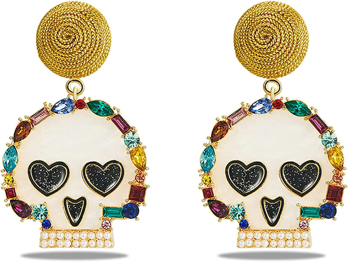 Halloween Earrings for Women Skeleton Earrings Skull Dangle Earrings Gothic Jewelry Cool Jewelry Funny Earrings Halloween Jewelry with Colorful Rhinestone EH20626A