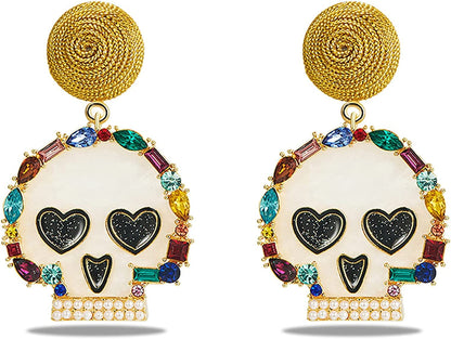 Halloween Earrings for Women Skeleton Earrings Skull Dangle Earrings Gothic Jewelry Cool Jewelry Funny Earrings Halloween Jewelry with Colorful Rhinestone EH20626A