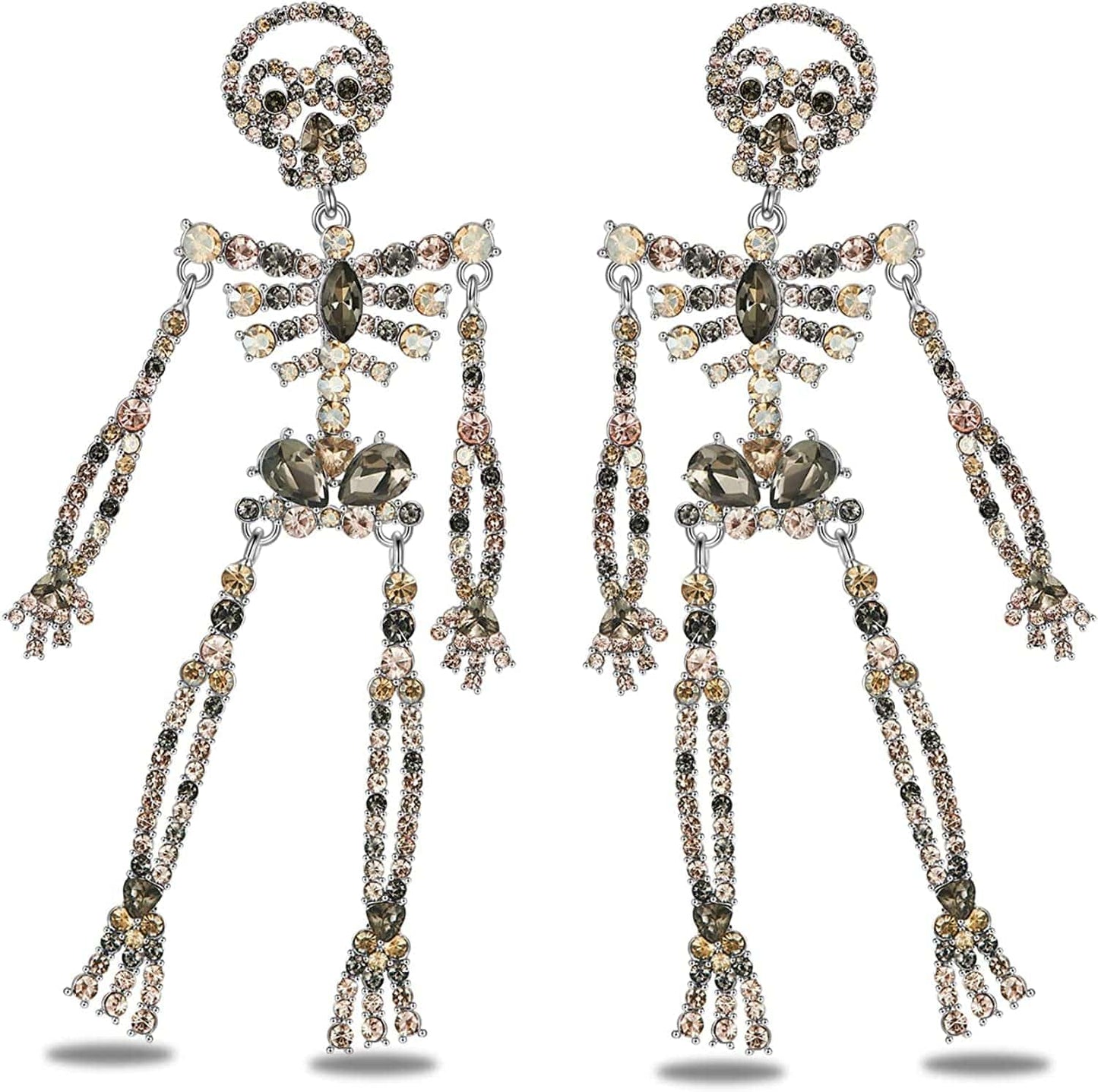 Halloween Earrings for Women Skeleton Earrings Skull Dangle Earrings Gothic Jewelry Cool Jewelry Funny Earrings Halloween Jewelry with Colorful Rhinestone
