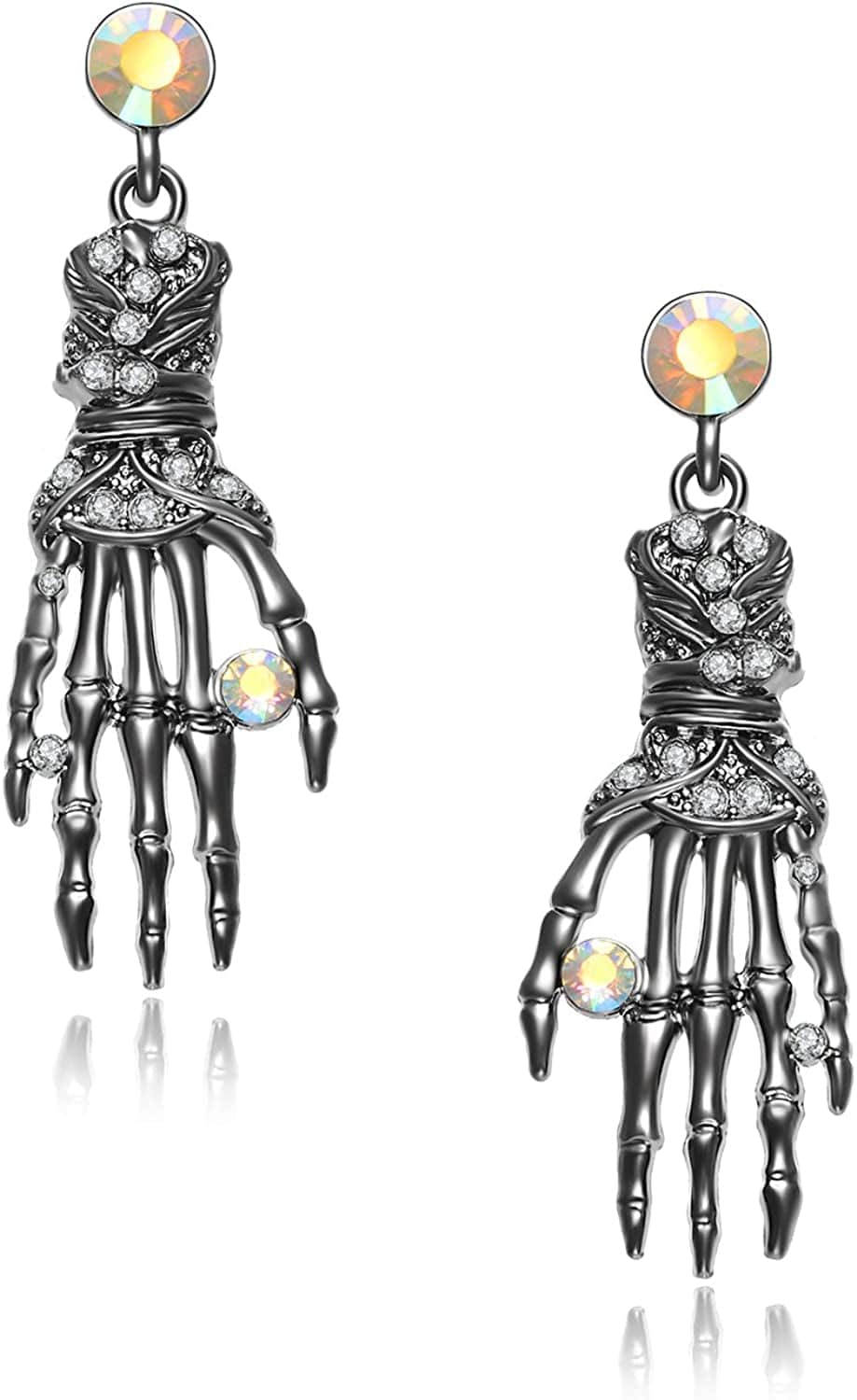 Halloween Punk Necklace Arrings Set Hypoallergenic Gothic Skull Skeleton Choker Necklace Earrings Jewelry Set for Women Girls Including 1 Chunky Necklace 1 Drop Earrings