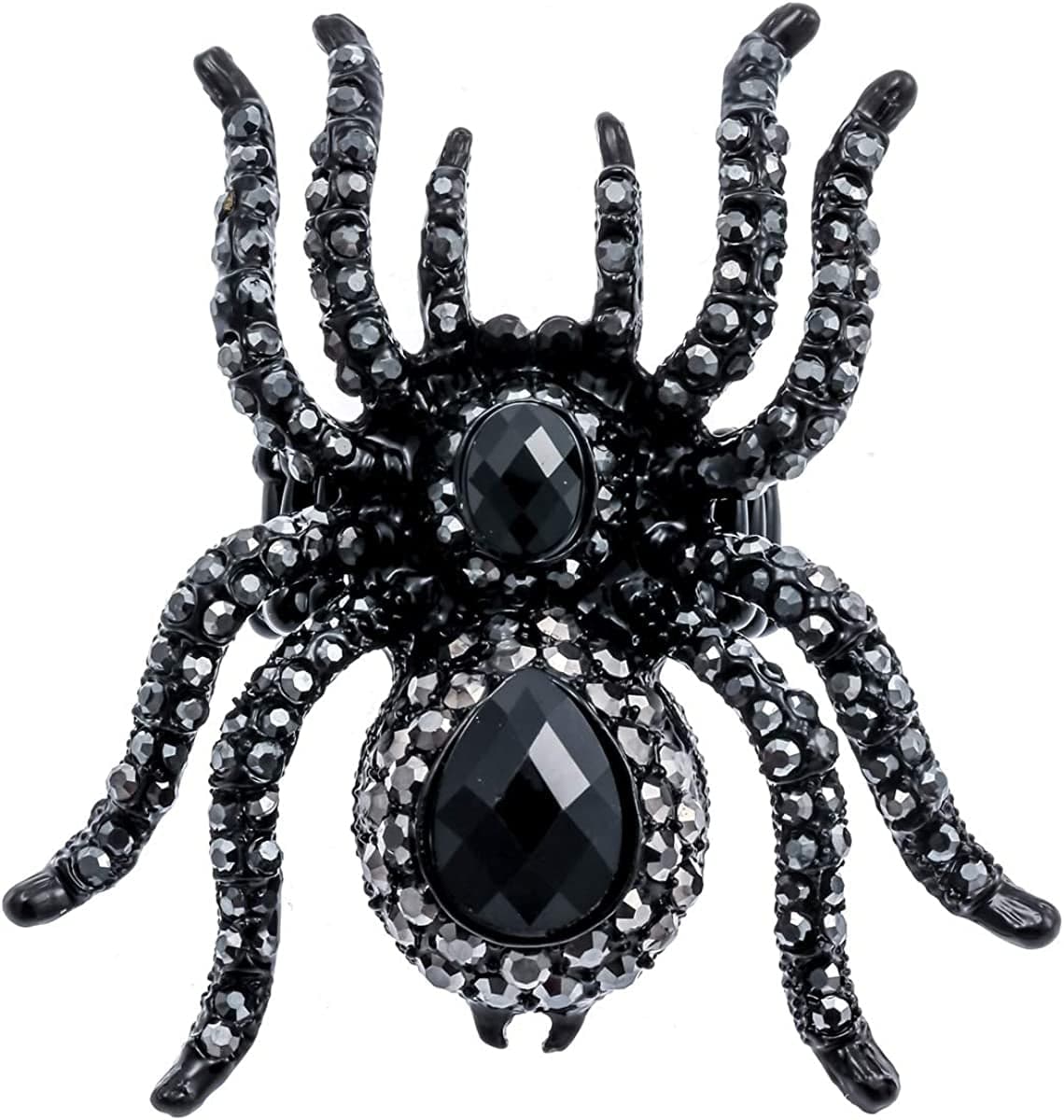 Halloween Spider Rings for Women, Stretch Rings Fit Finger 6 to 9, Halloween Rings for Women, Silk Scarf Holders Black metal black