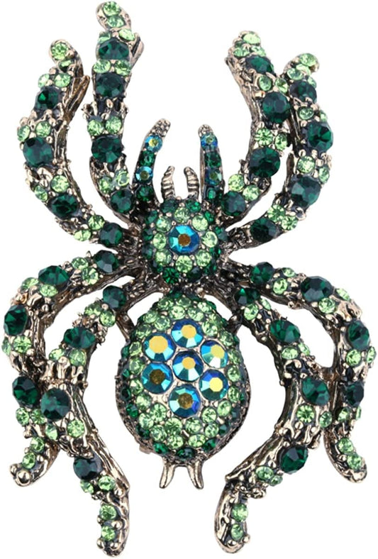Halloween Spider Rings for Women, Stretch Rings Fit Finger 6 to 9, Halloween Rings for Women, Silk Scarf Holders Green
