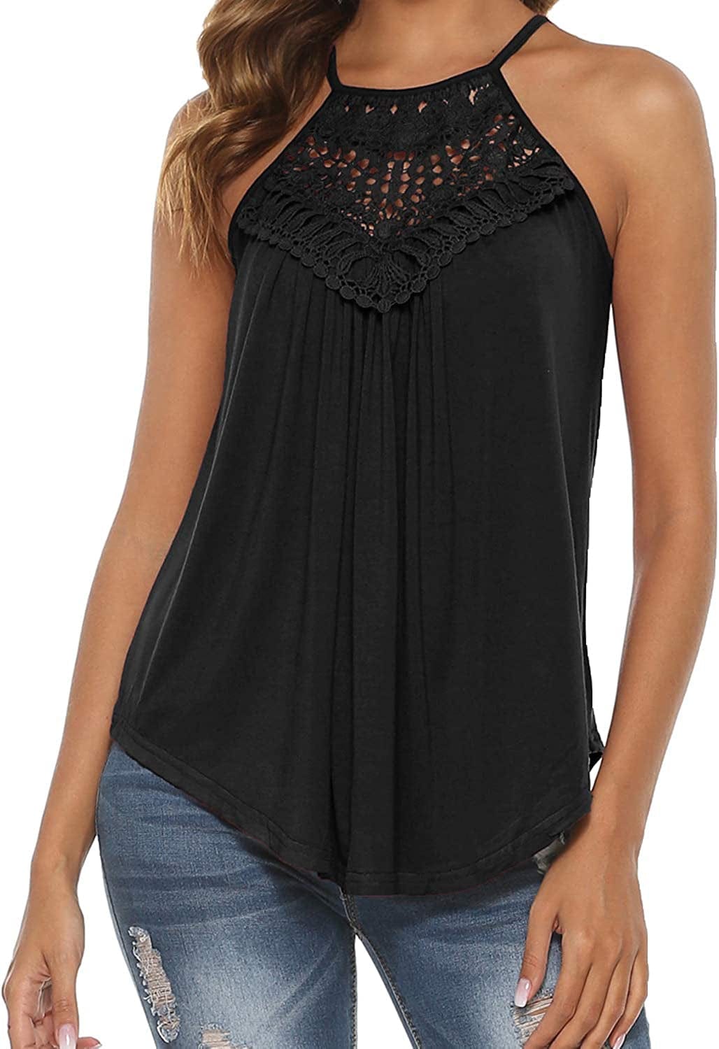 Halter Tank Tops for Women Summer Spaghetti Strap Lace Sleeveless Tops Shirts