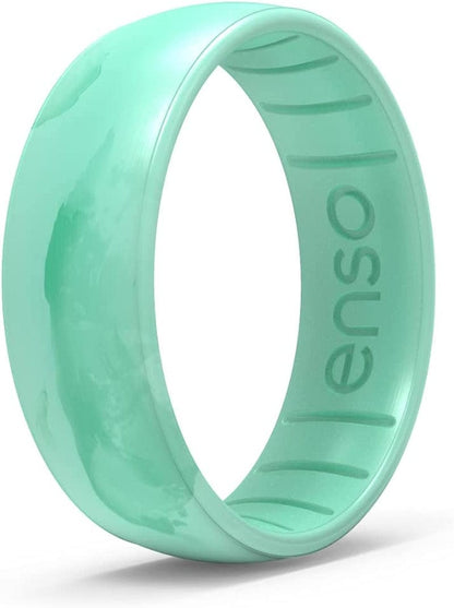 Handcrafted Classic Silicone Ring – Comfortable and Flexible Design – 6.6Mm Wide, 1.75Mm Thick Green Aventurine / 10