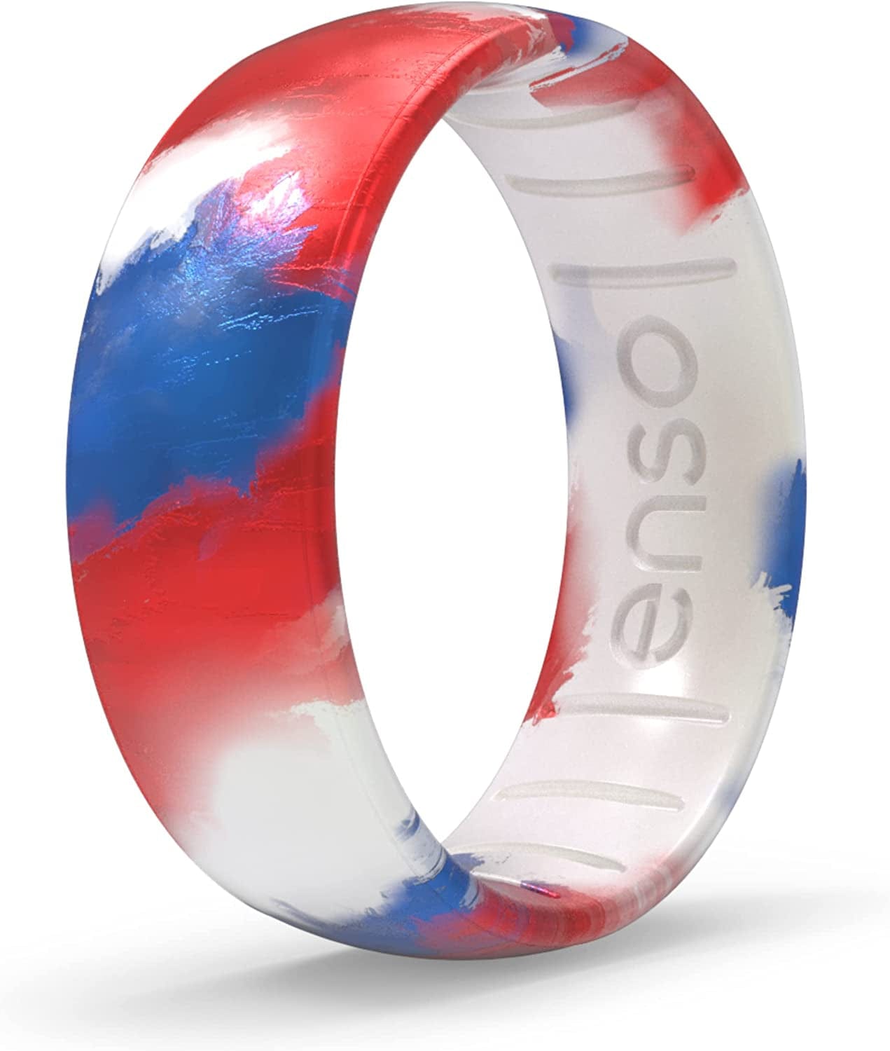 Handcrafted Classic Silicone Ring – Comfortable and Flexible Design – 6.6Mm Wide, 1.75Mm Thick Red, White, & Blue / 5