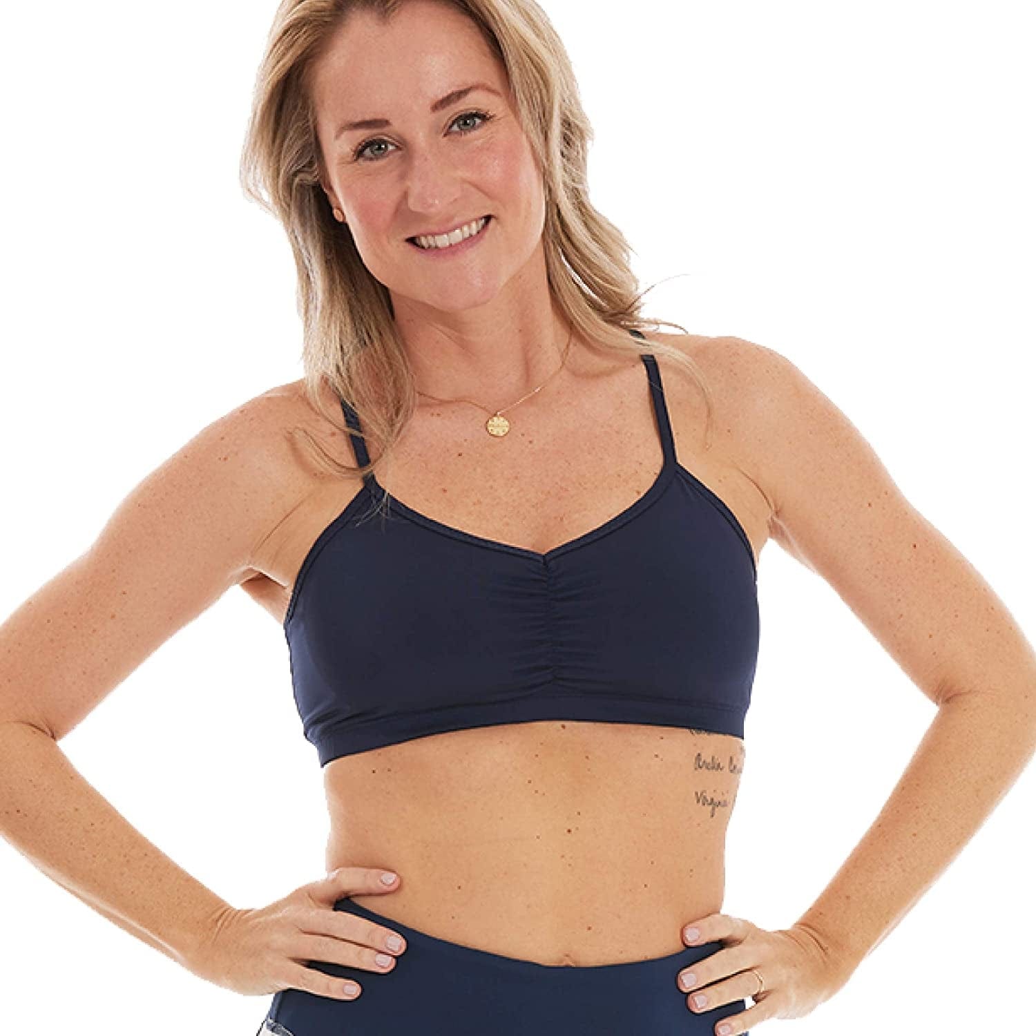 Handful Women'S Adjustable Sports Bra with Removable Pads, Versatile Workout Bra Night Swim Navy / X-Small
