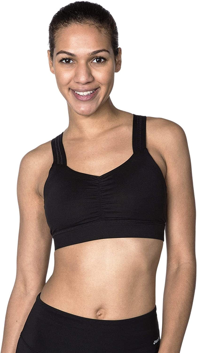 Handful Women'S Y-Back Maximum Support Racerback Sports Bra with Removable Pads, Wire Free Yoga Bra Booya Black / Medium