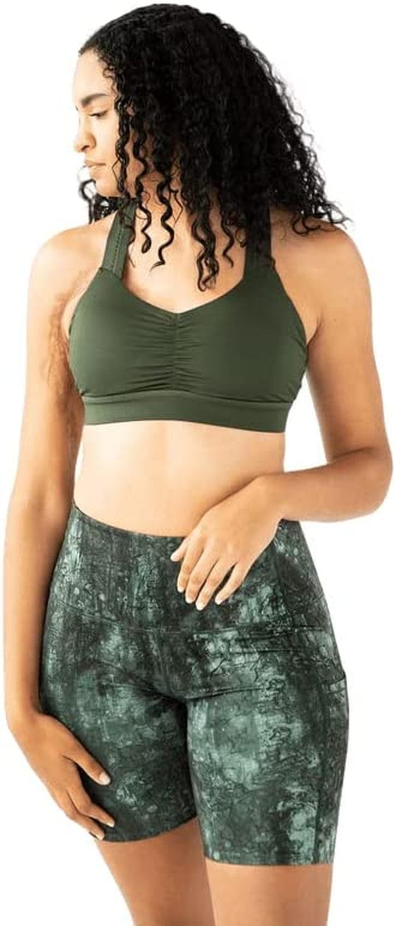 Handful Women'S Y-Back Maximum Support Racerback Sports Bra with Removable Pads, Wire Free Yoga Bra Junipher / Medium