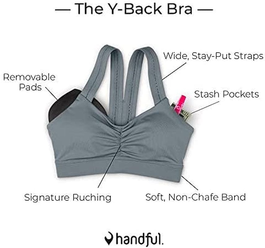 Handful Women'S Y-Back Maximum Support Racerback Sports Bra with Removable Pads, Wire Free Yoga Bra
