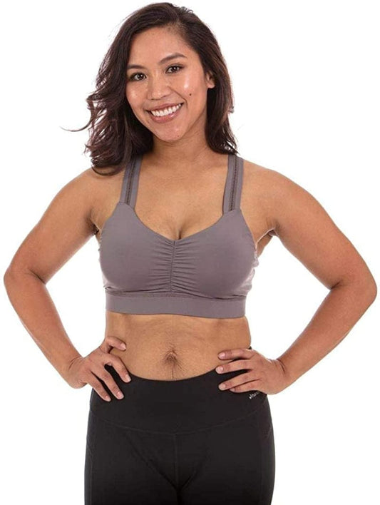 Handful Women'S Y-Back Maximum Support Racerback Sports Bra with Removable Pads, Wire Free Yoga Bra Magnetic Gray / Medium