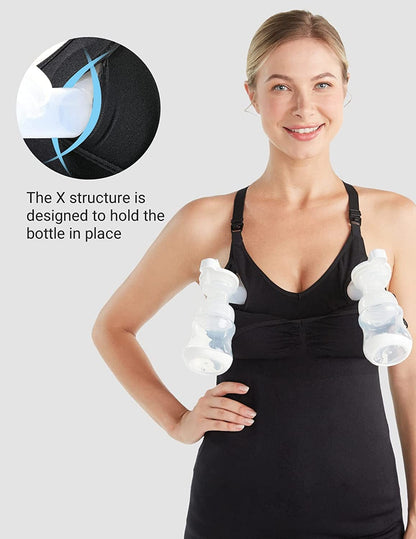 Hands Free Pumping & Nursing All-In-One Nursing Tank Tops with Built in Bra Women Maternity Nursing and Pumping Camis
