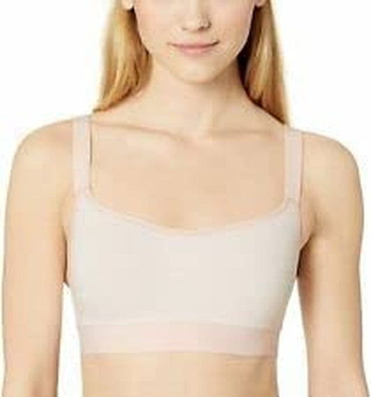Hanes Black Sports Bra, Reversible Wireless Bra, Moisture-Wicking, Smoothtec Wirefree Buff Heather Print / Small