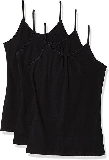 Hanes Little Girls' Cami with Shelf Bra (Pack of 3) Ebony / Little Girls / X-Small