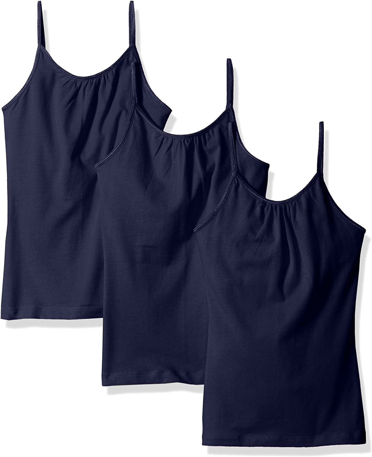 Hanes Little Girls' Cami with Shelf Bra (Pack of 3) Navy / Little Girls / X-Small