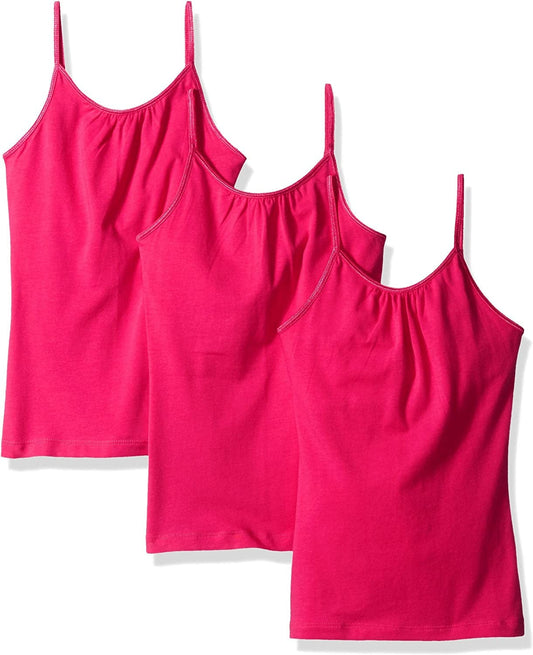Hanes Little Girls' Cami with Shelf Bra (Pack of 3) Amaranth / Little Girls / Medium