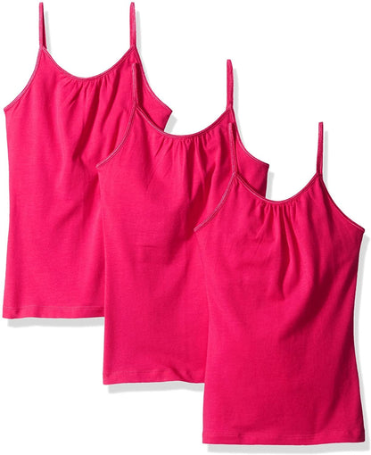 Hanes Little Girls' Cami with Shelf Bra (Pack of 3) Amaranth / Little Girls / Medium
