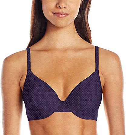 Hanes Ultimate Underwire Bra, Low-Cut T-Shirt Bra, Convertible Underwire Bra, Convertible Underwire T-Shirt Bra Anchor Navy Dot Print / Comfortable / 38C