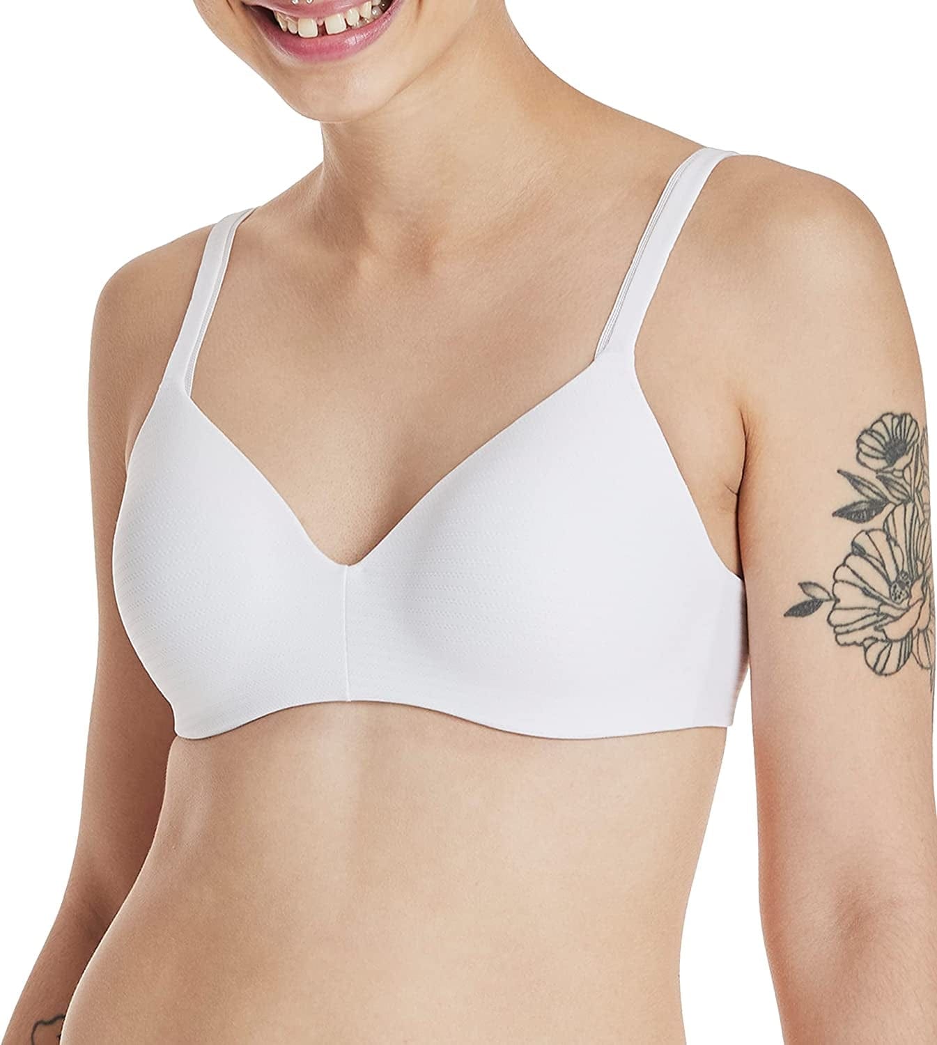 Hanes Ultimate Underwire Bra, Low-Cut T-Shirt Bra, Convertible Underwire Bra, Convertible Underwire T-Shirt Bra White Micro Dot / Wire-Free / 34C