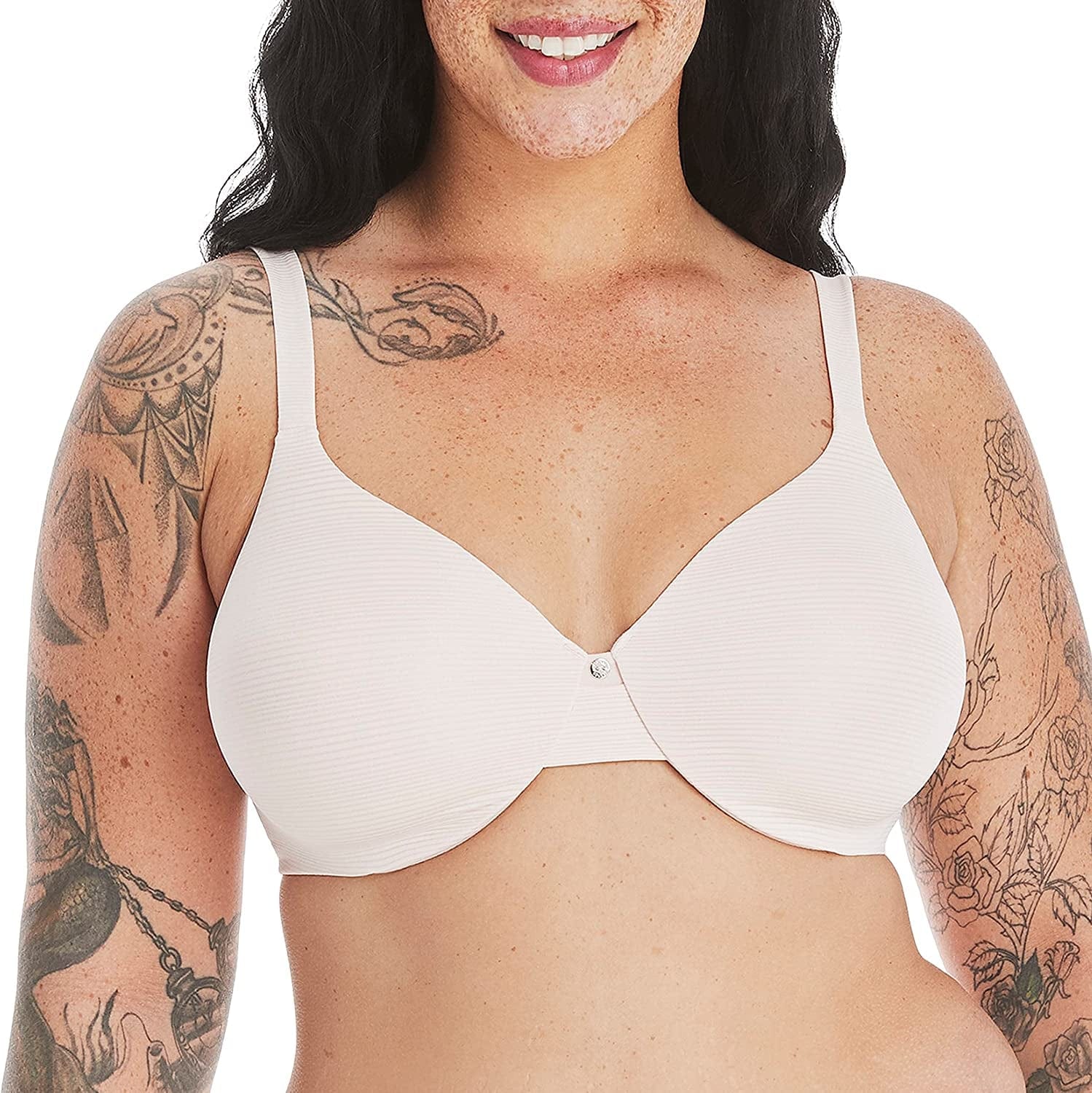 Hanes Ultimate Underwire Bra, Low-Cut T-Shirt Bra, Convertible Underwire Bra, Convertible Underwire T-Shirt Bra Stripe Light Buff / Underwire / 38C