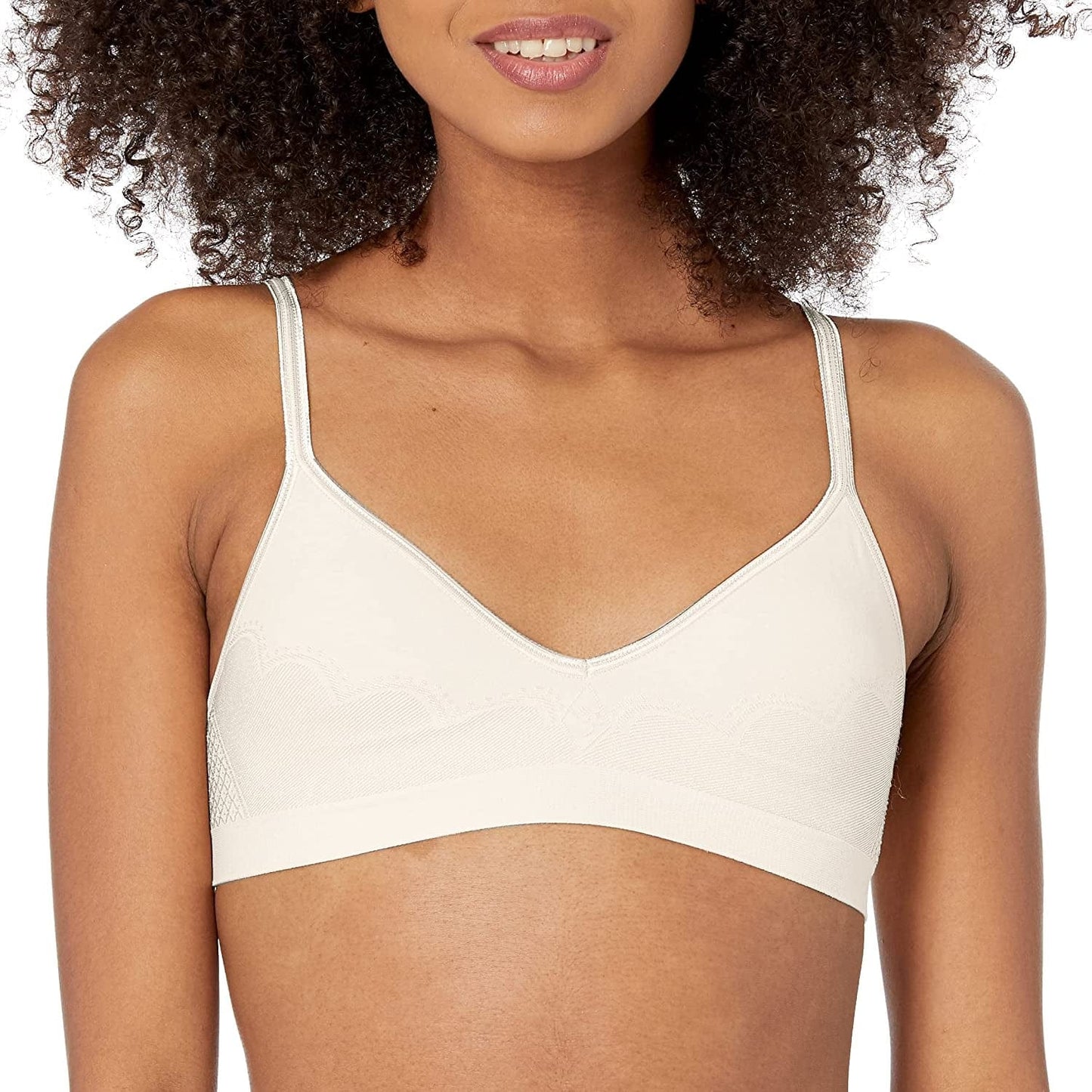 Hanes Ultimate Wireless Bra with Soft Padding, Seamless Wirefree Bra with Convertible Straps Porcelain / X-Large