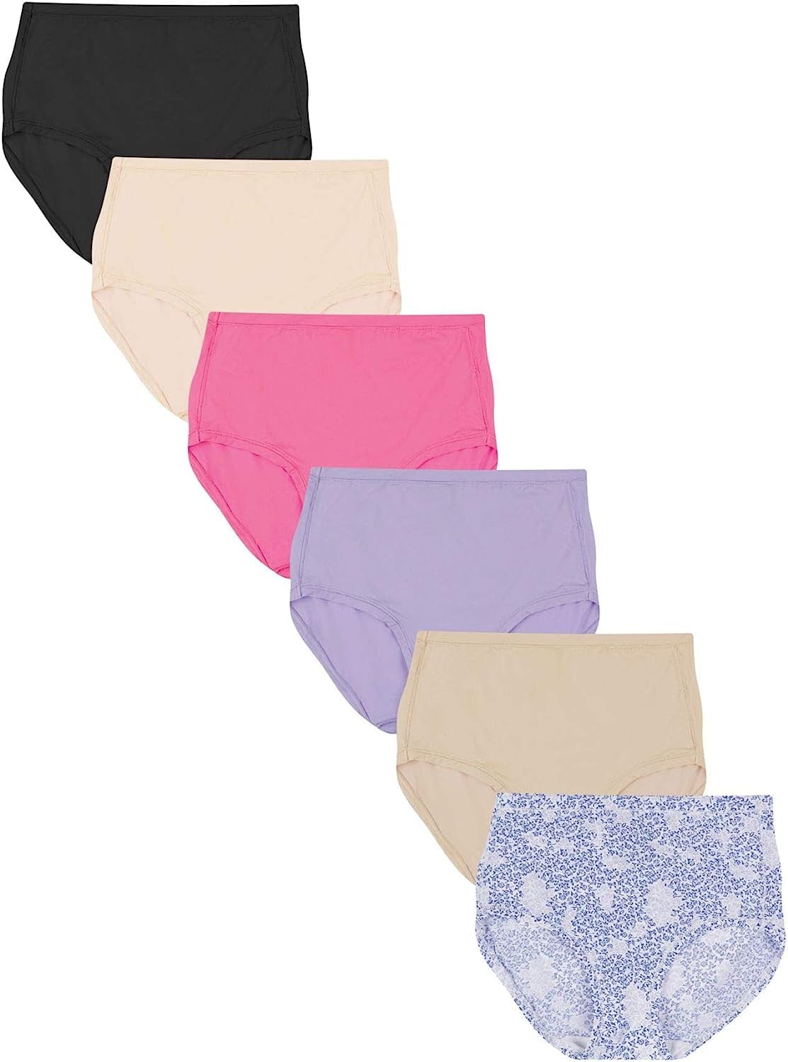 Hanes Women'S Comfortflex Fit Microfiber Panties, Moisture Wicking Underwear, Cooling and Breathable, 6-Pack Assorted / Modern Brief / Large